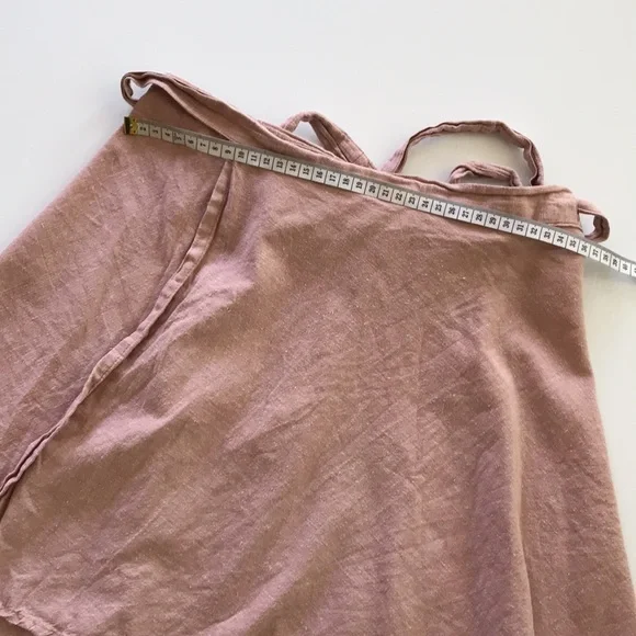 TREE OF LIFE womens 12 wrap skirt dusty pink hemp slubbed fabric made in Nepal - Picture 8 of 12